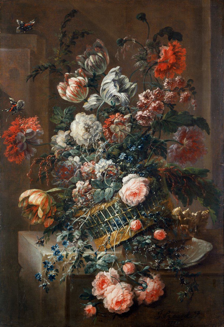 Pieza floral con tulipanes variados, 1721 de Jean Baptiste Morel