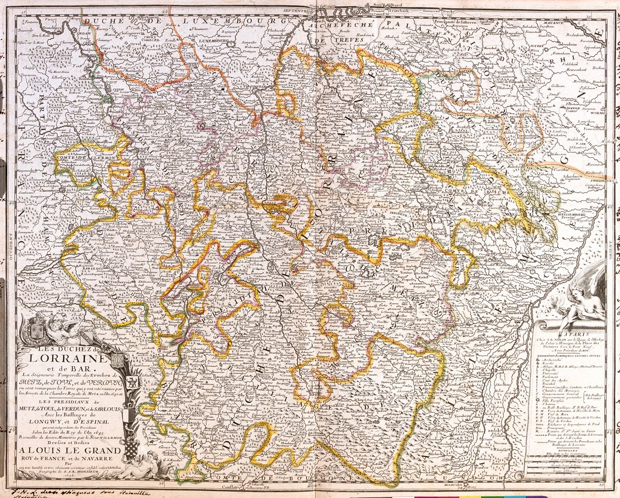 Francia (Región: Champaña-Ardenas, Lorena, Alsacia, Franco Condado), Alemania (Estado: Renania-Palatinado, Sarre) de Jean Baptiste Nolin