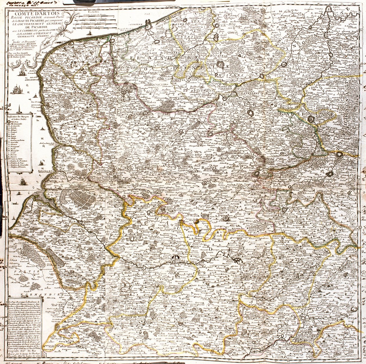 Mapa de Artois (Francia) y Flandes (Bélgica, Países Bajos) de Jean Baptiste Nolin