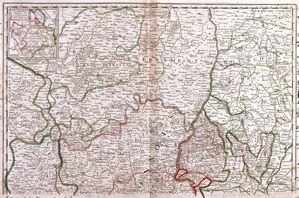Mapa de Borgoña (Francia) (Grabado) de Jean Baptiste Nolin