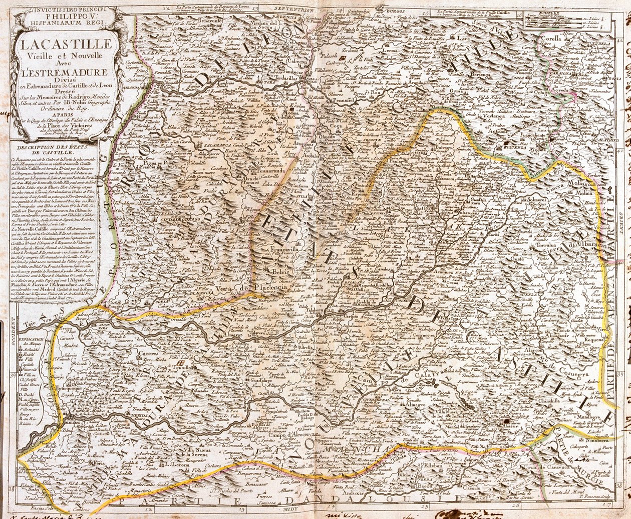 Mapa de Castilla (España) de Jean Baptiste Nolin
