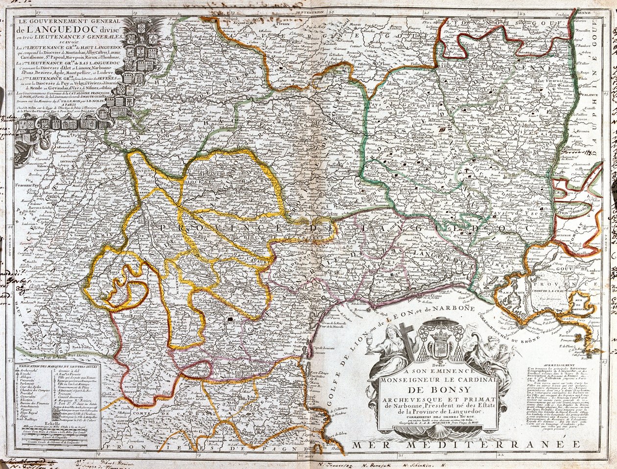 Mapa de Languedoc (sur de Francia) de Jean Baptiste Nolin