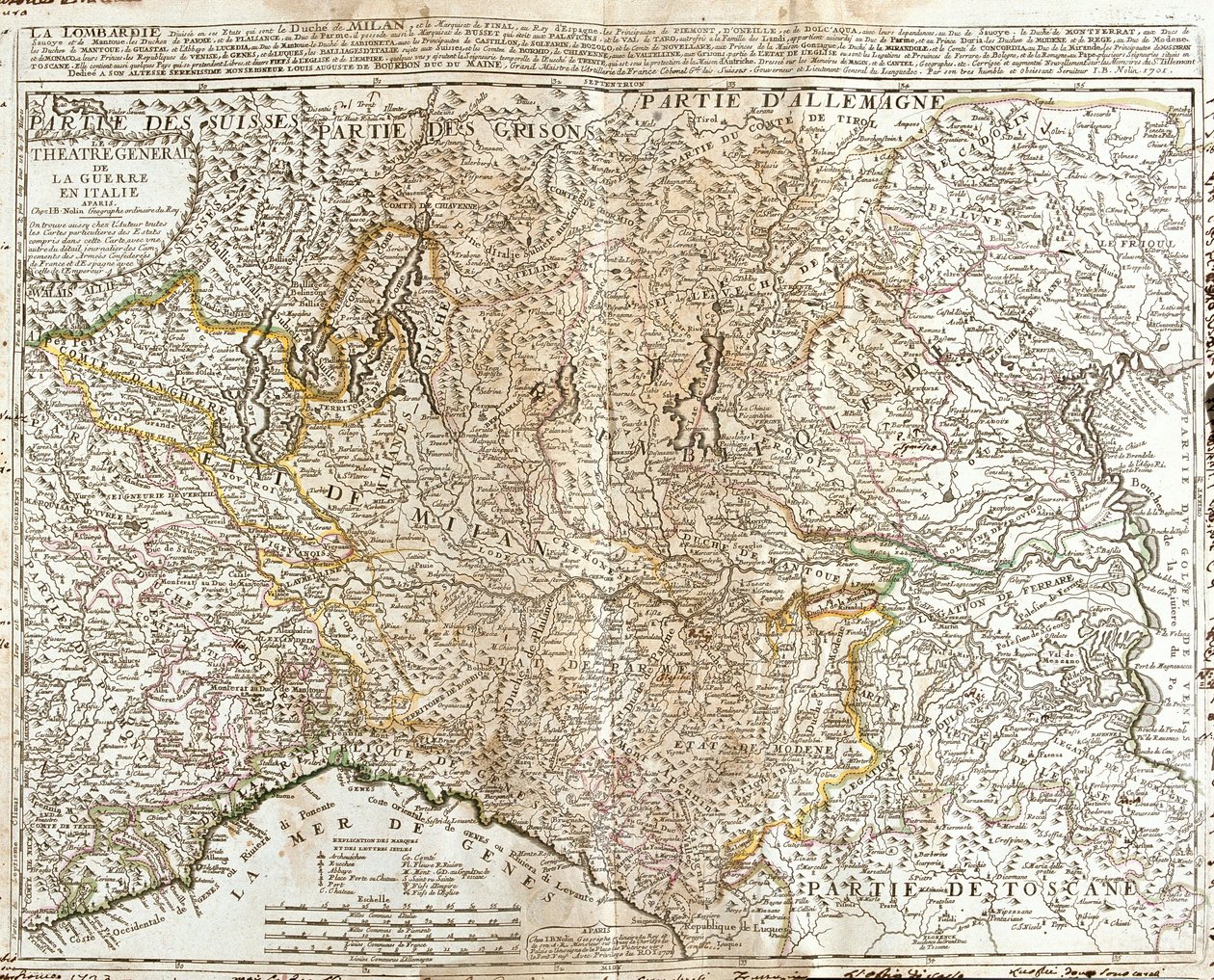 Mapa de Lombardía (Italia) de Jean Baptiste Nolin