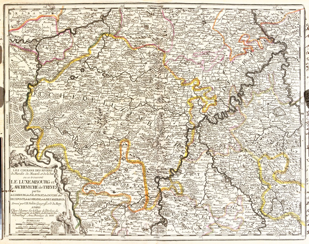 Mapa de Luxemburgo y diócesis de Tréveris (Alemania) de Jean Baptiste Nolin