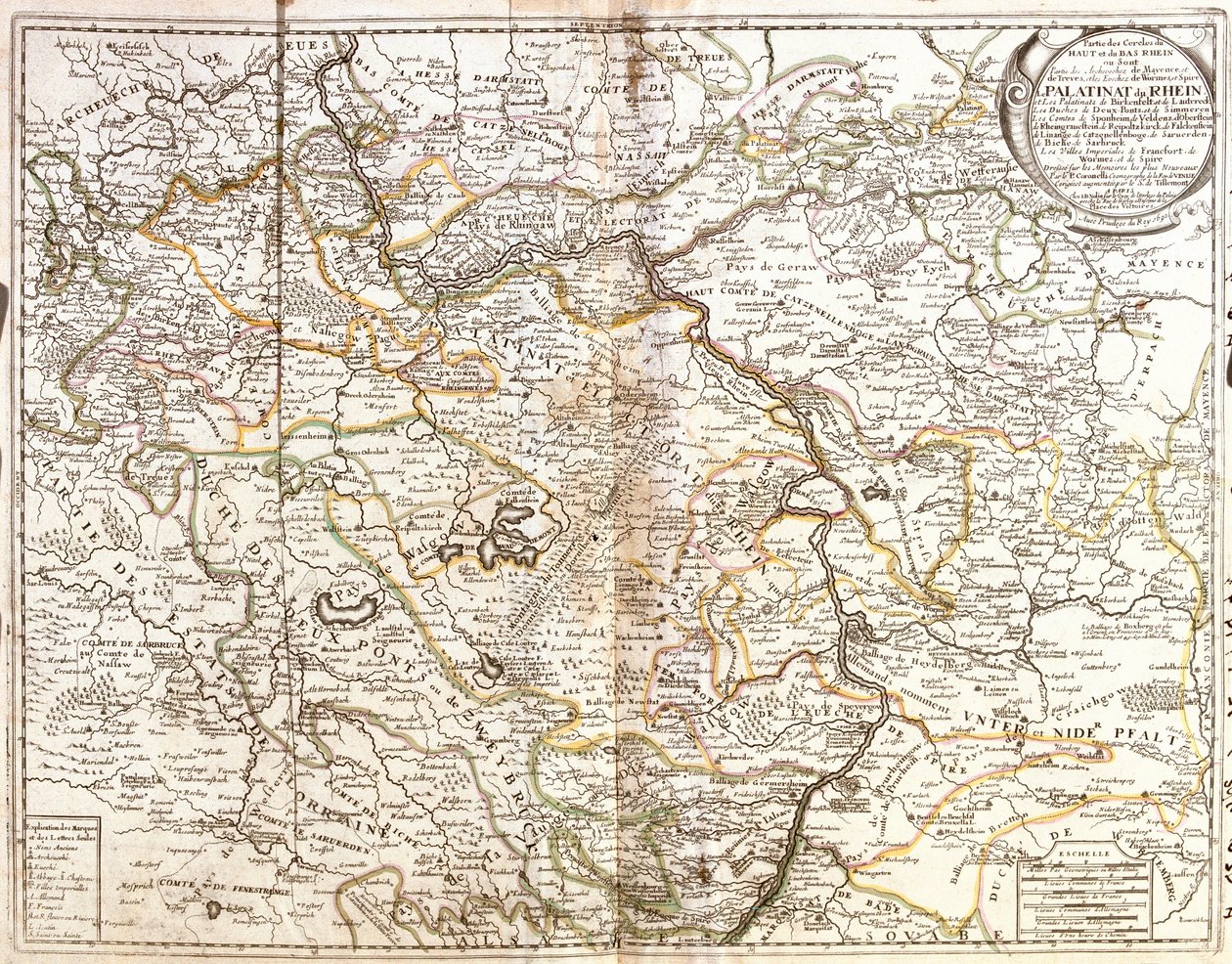 Mapa de Renania-Palatinado y parte de Baviera (Alemania) (Grabado) de Jean Baptiste Nolin