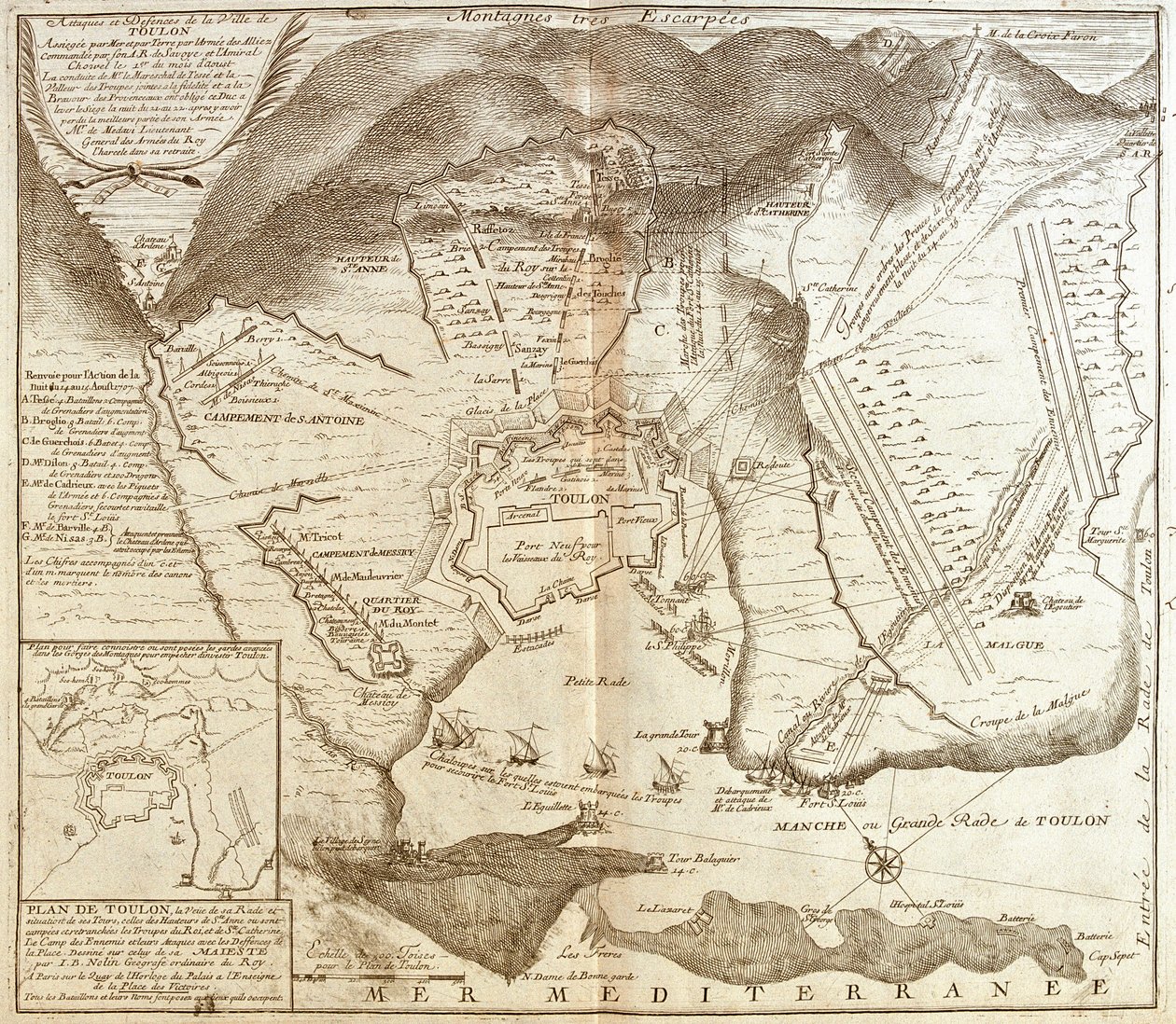 Mapa de Toulon (Francia) de Jean Baptiste Nolin