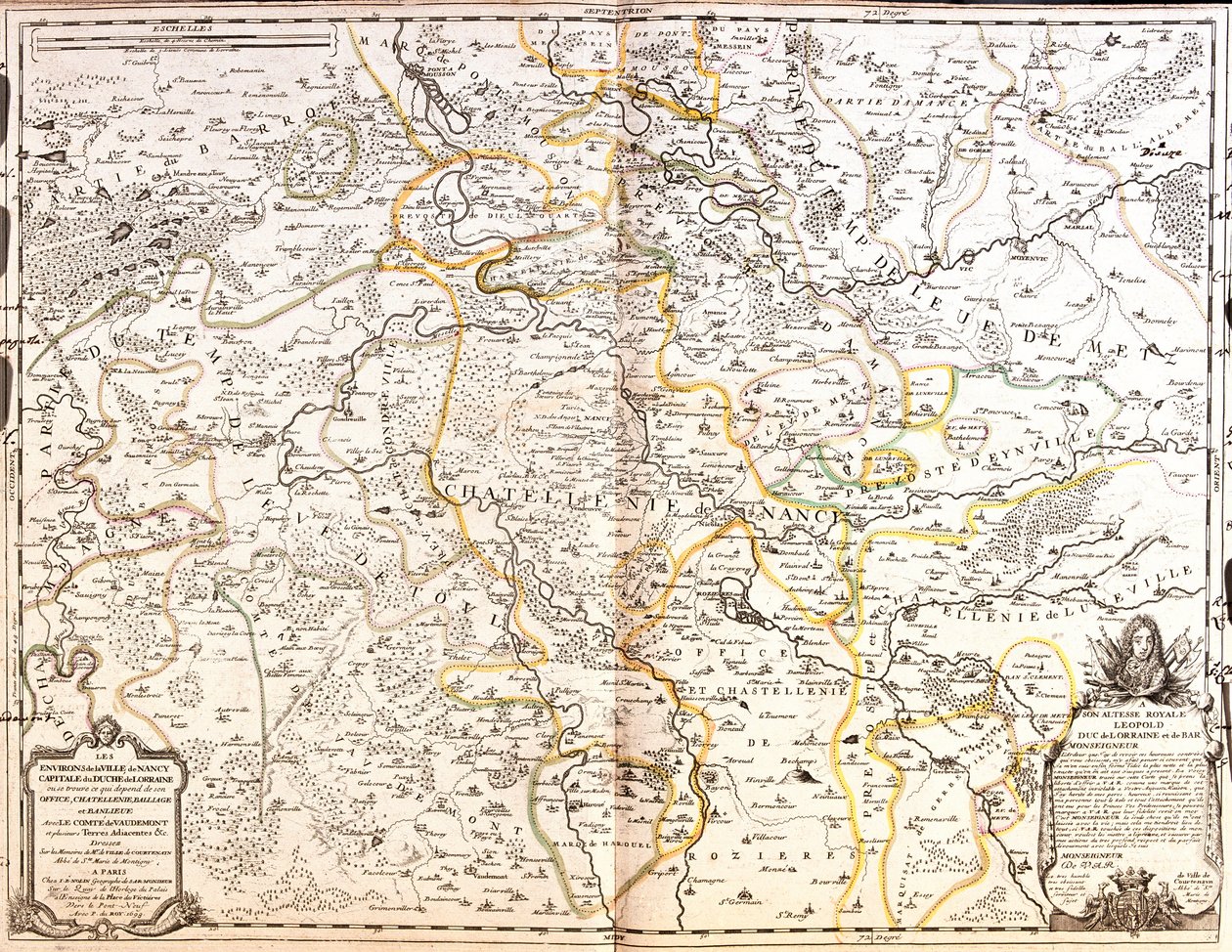 Mapa del área de Nancy (Francia) de Jean Baptiste Nolin