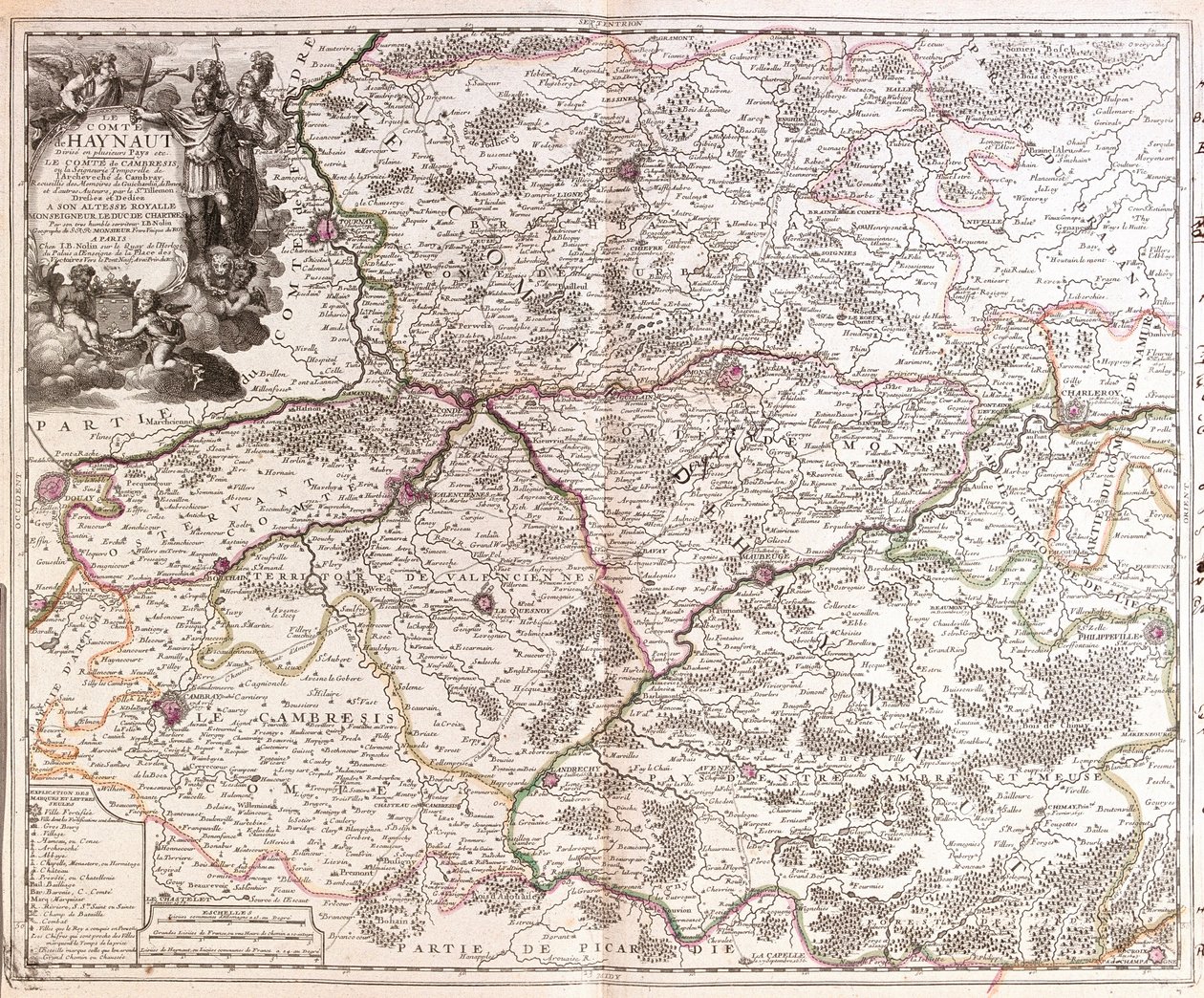 Mapa del Condado de Hainaut (Bélgica) de Jean Baptiste Nolin