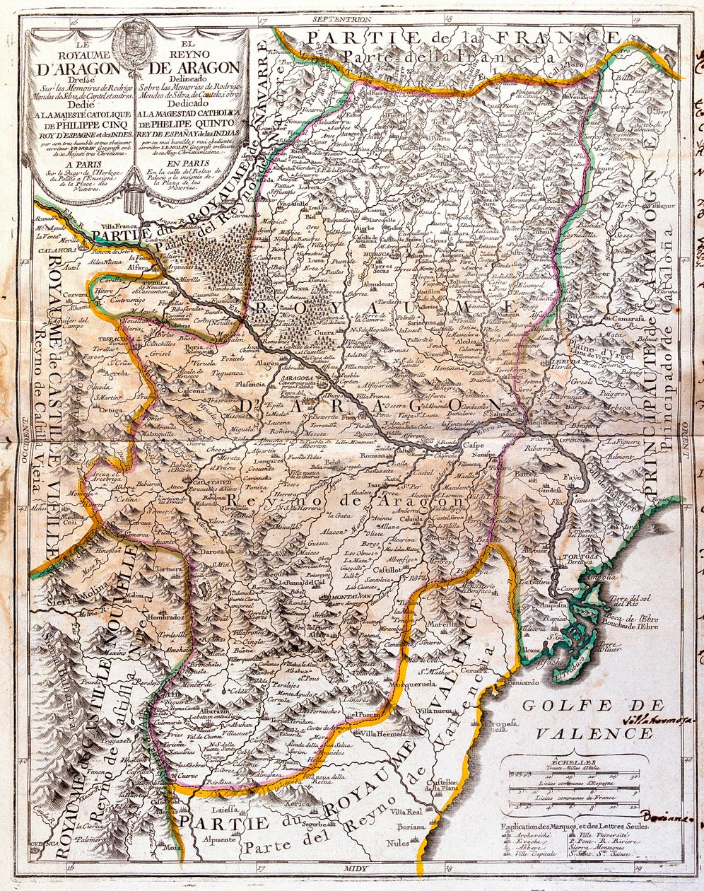Mapa del Reino de Aragón (España) de Jean Baptiste Nolin