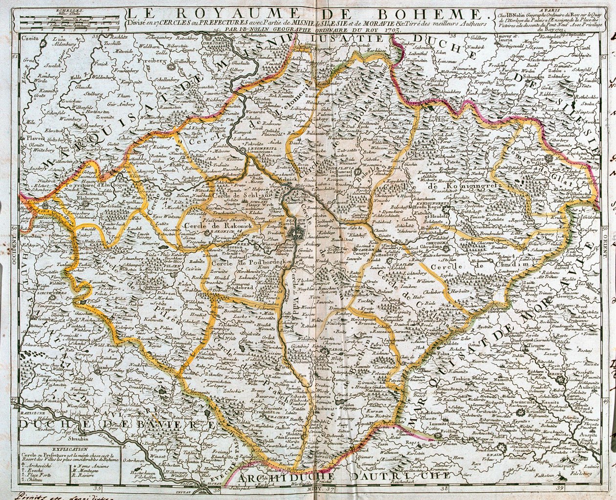 Mapa del Reino de Bohemia (República Checa) de Jean Baptiste Nolin
