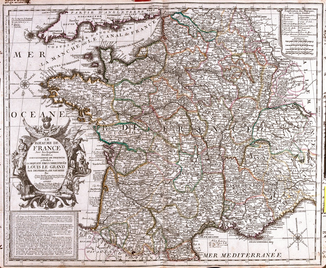 Mapa del Reino de Francia de Jean Baptiste Nolin