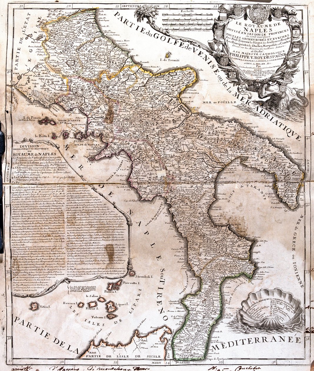 Mapa del Reino de Nápoles (Italia) de Jean Baptiste Nolin