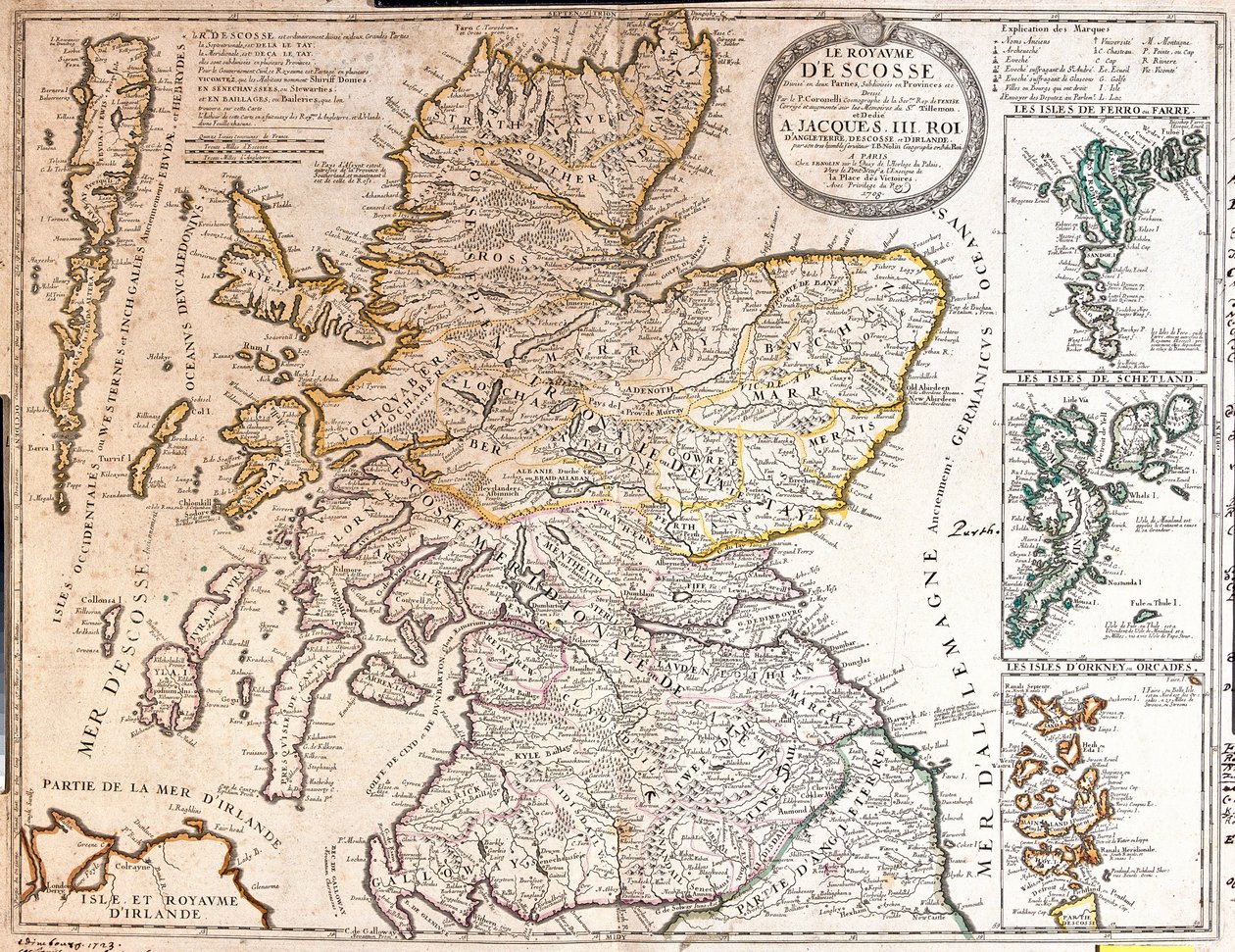 Mapa del Reino de Escocia, bajo el reinado de Jacobo II de Jean Baptiste Nolin