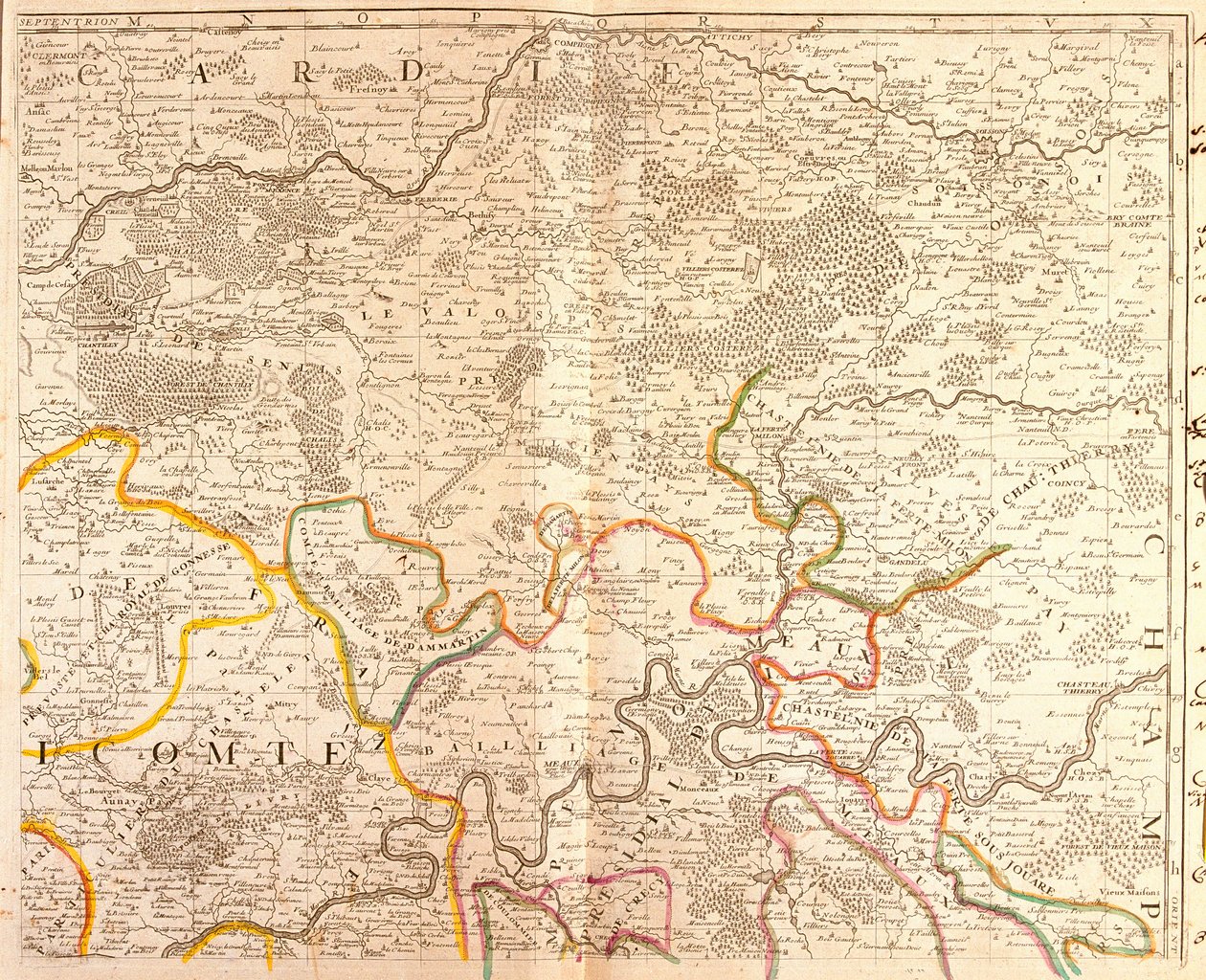 Mapa del Noreste de Île-de-France de Jean Baptiste Nolin