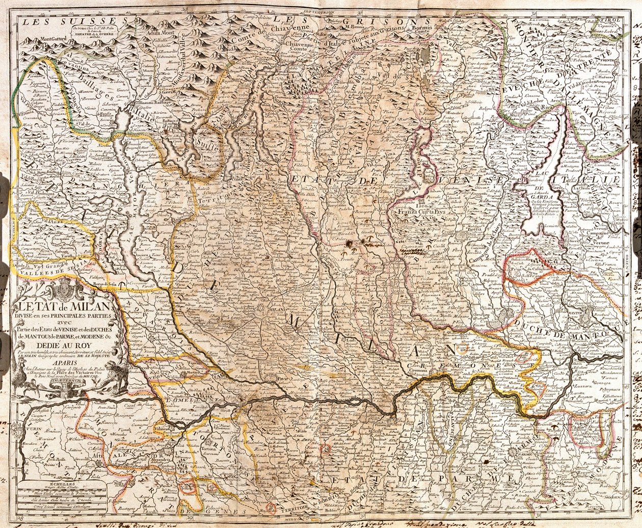 Mapa del área de Milán (Italia) de Jean Baptiste Nolin