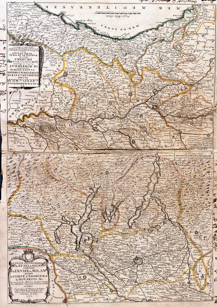 Mapa del área de Milán (Italia) de Jean Baptiste Nolin
