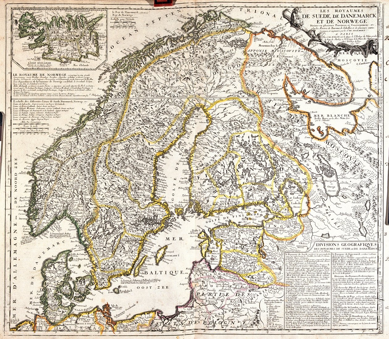 Mapa de los reinos de Noruega, Suecia y Dinamarca de Jean Baptiste Nolin