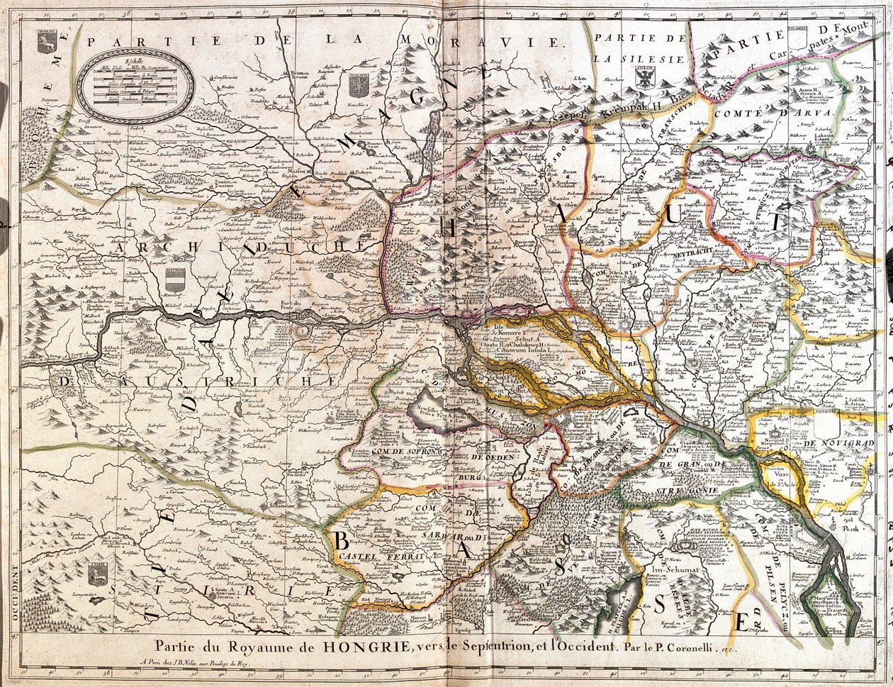 Mapa de la parte noroeste del Reino de Hungría de Jean Baptiste Nolin
