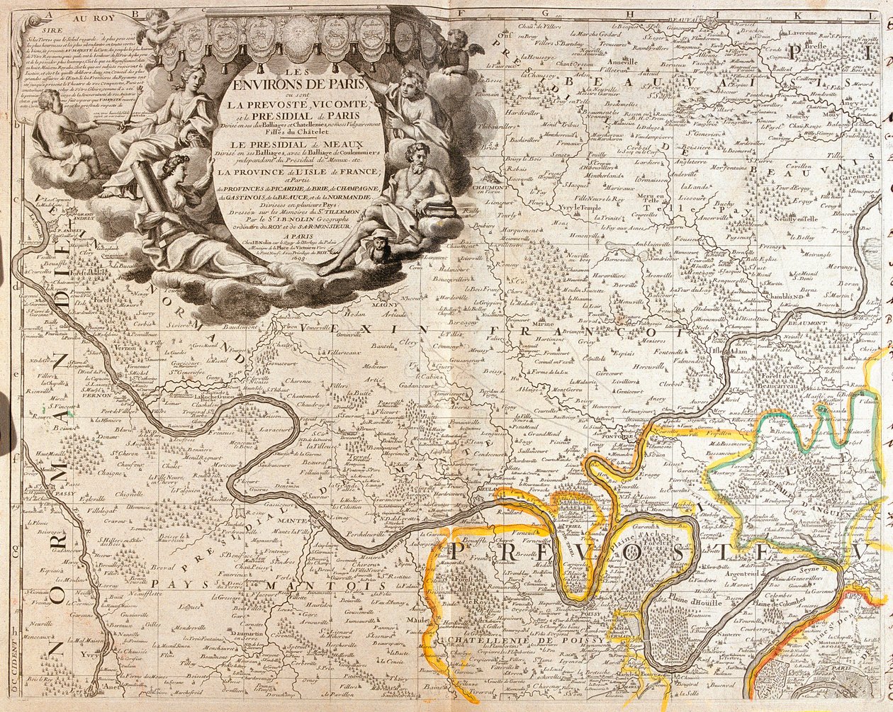 Mapa del noroeste de Ile de France de Jean Baptiste Nolin