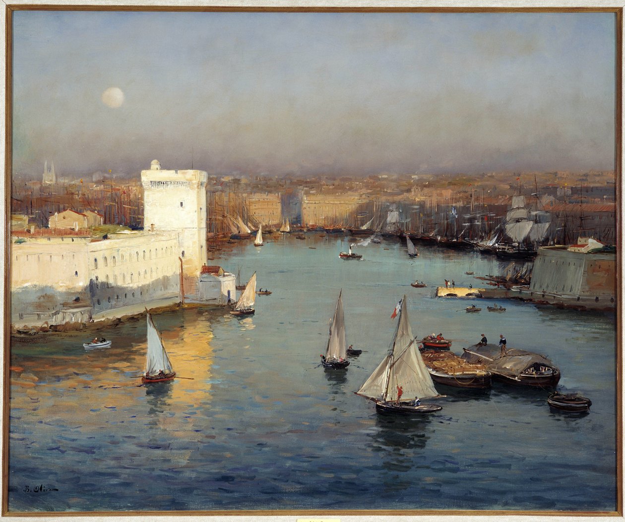Vista del Puerto Viejo de Marsella desde el Faro Pintura de Jean Baptiste Olive (1848-1936) Dim. 50x73 cm Mención obligatoria: Colección fundación regards de provence, Marsella de Jean Baptiste Olive