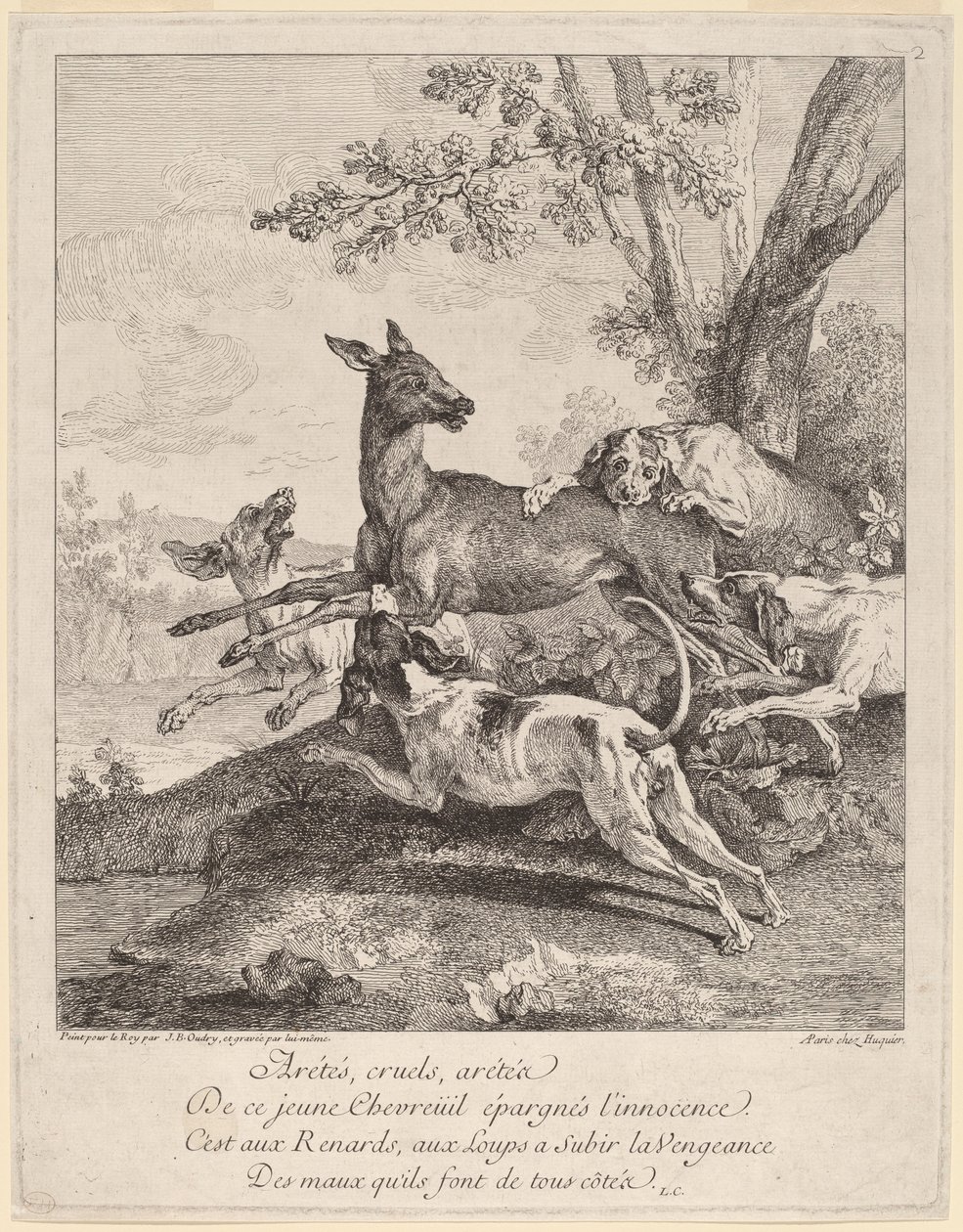 Un Ciervo Atacado por Perros de Jean Baptiste Oudry