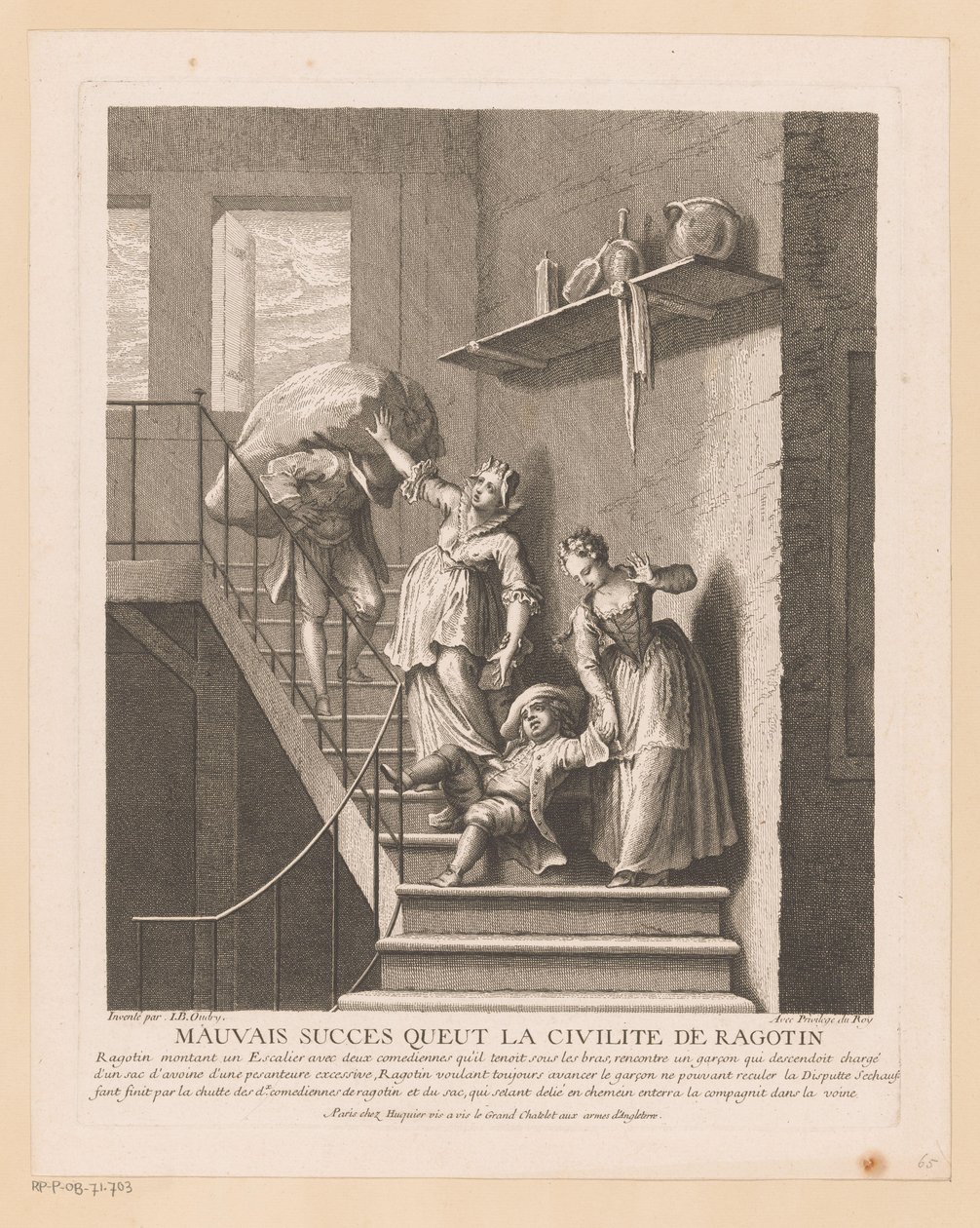 Ragotin conoció a dos damas en una trampa Mal éxito que tuvo el civismo de Ragotin (título sobre objeto) Escenas de Roman Comique van Scarron (título de la serie) de Jean Baptiste Oudry