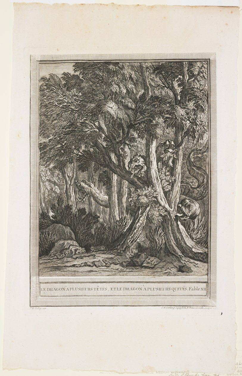 El Dragón de Muchas Cabezas, Fábula XII, c. 1753-1755 de Jean Baptiste Oudry