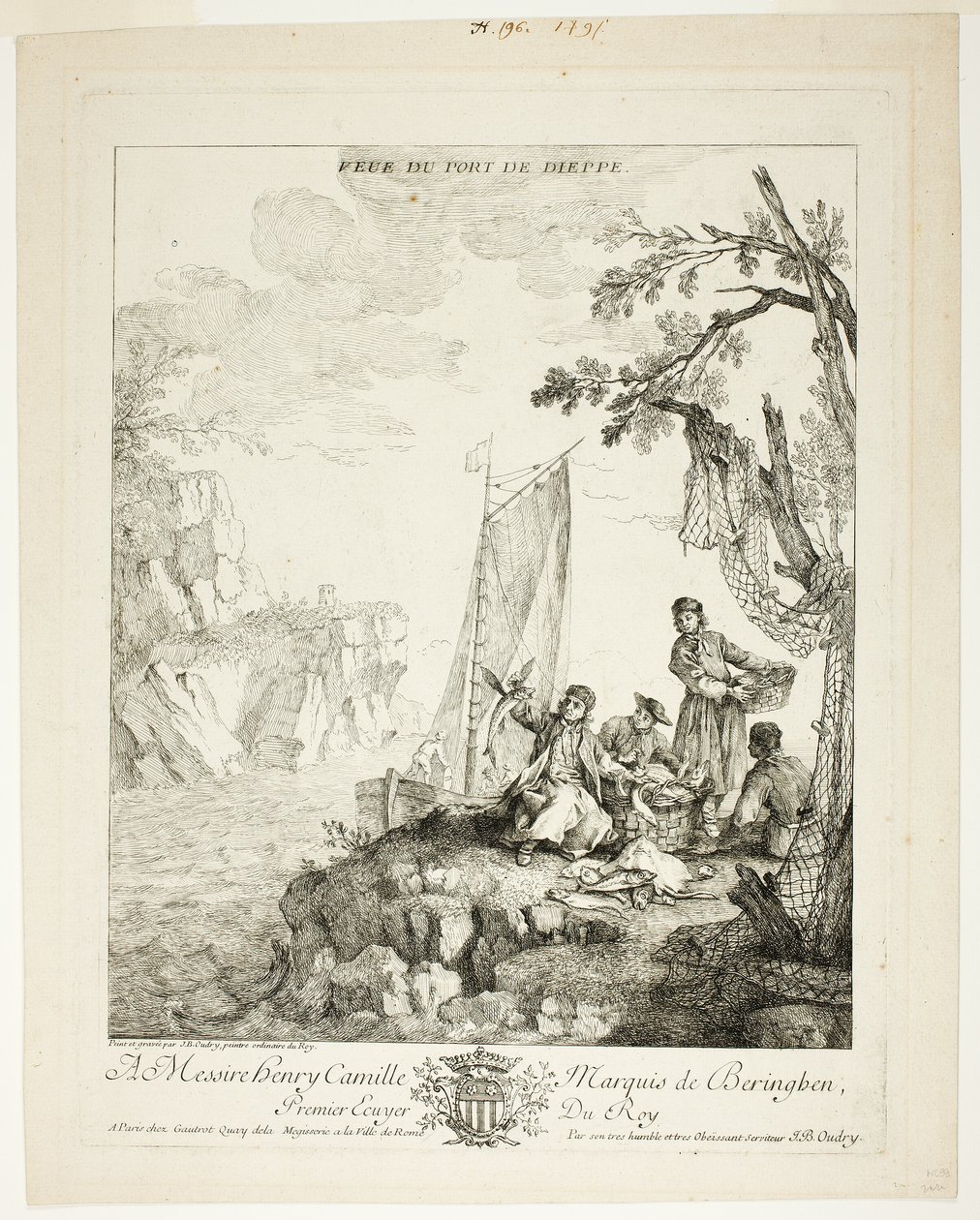 Vista del puerto de Dieppe de Jean Baptiste Oudry