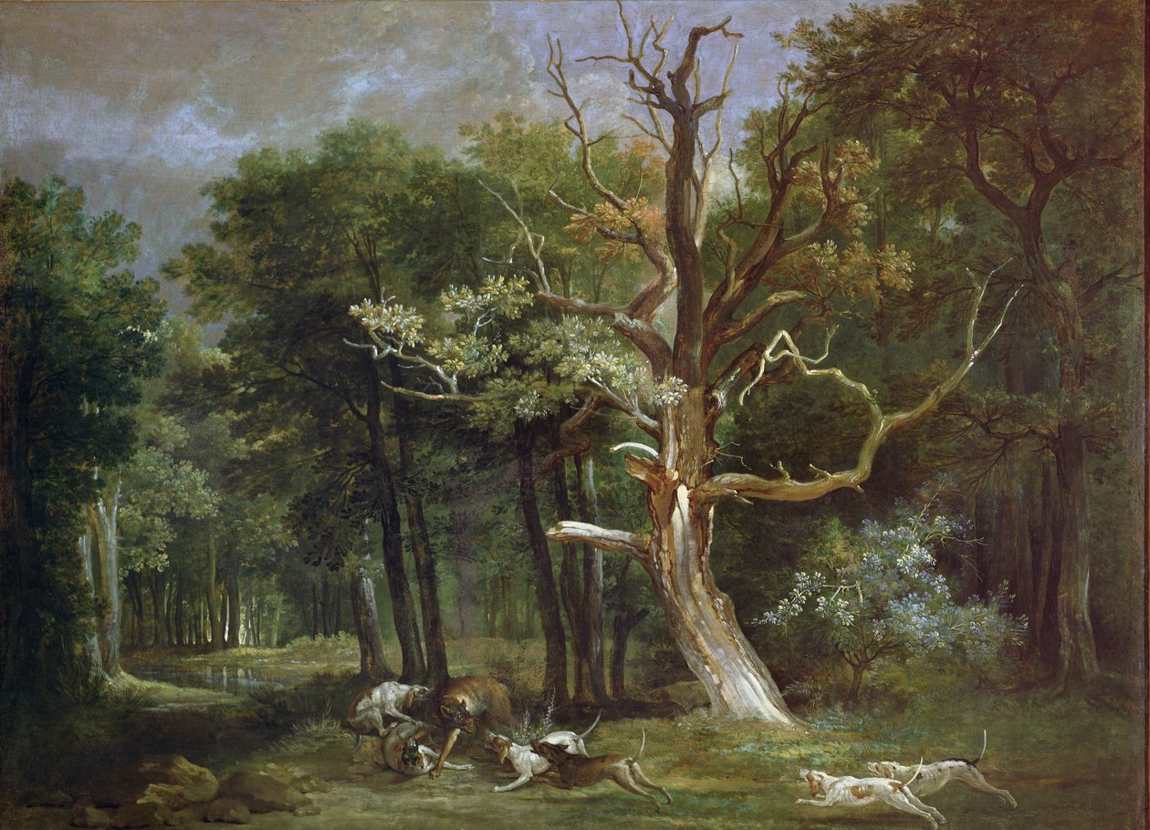 Caza de lobos en el Bosque de Saint-Germain, 1748 de Jean Baptiste Oudry