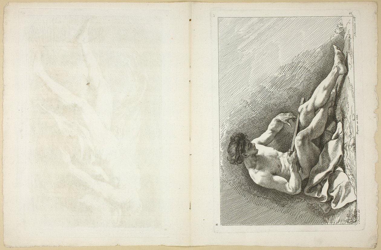 Figura (recto y verso), del Segundo libro de figuras de Academias grabadas en parte por los Profesores de la Academia Real de Jean Baptiste Perronneau