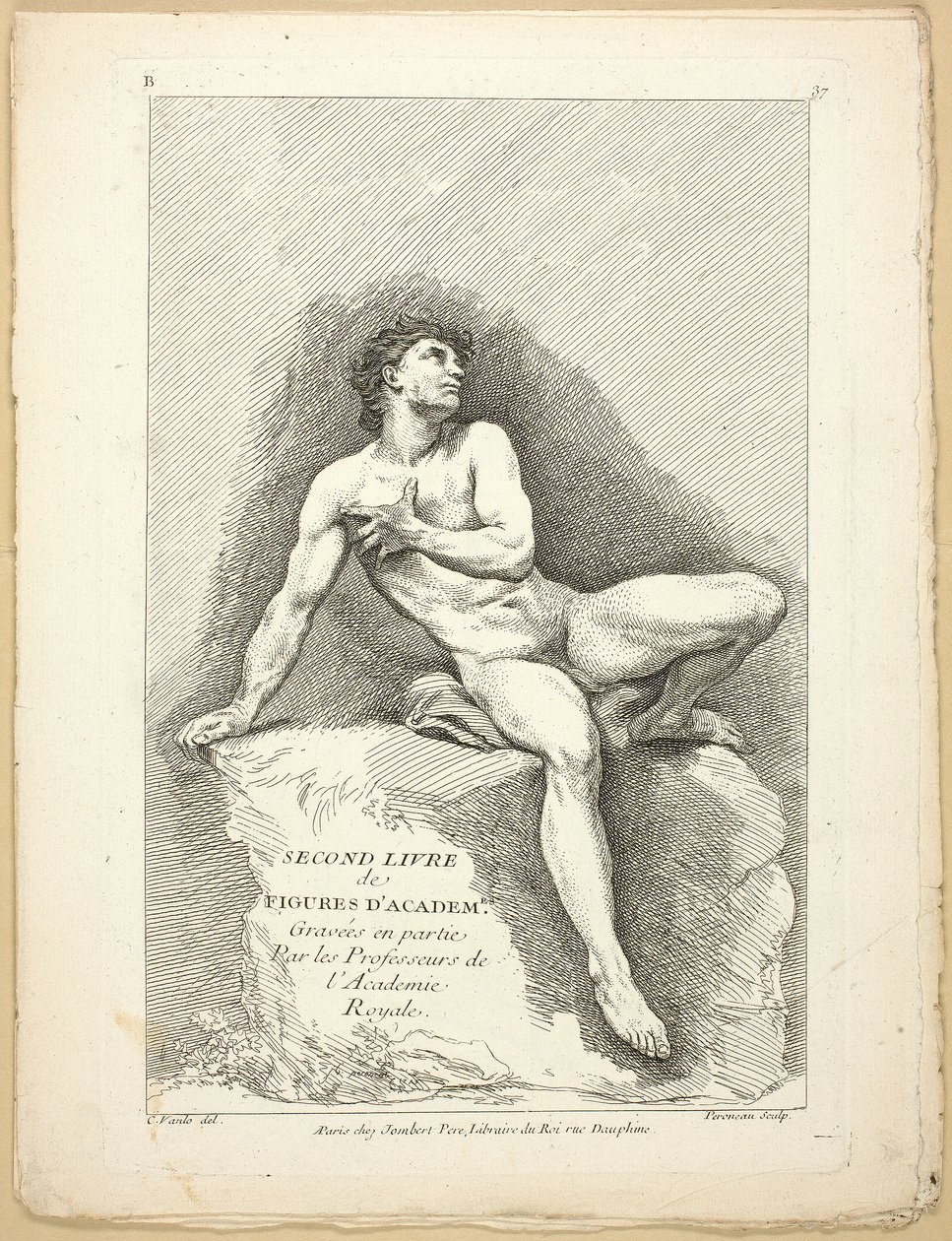 Figura (recto y verso), del Segundo libro de figuras de Academias grabadas en parte por los Profesores de la Academia Real de Jean Baptiste Perronneau