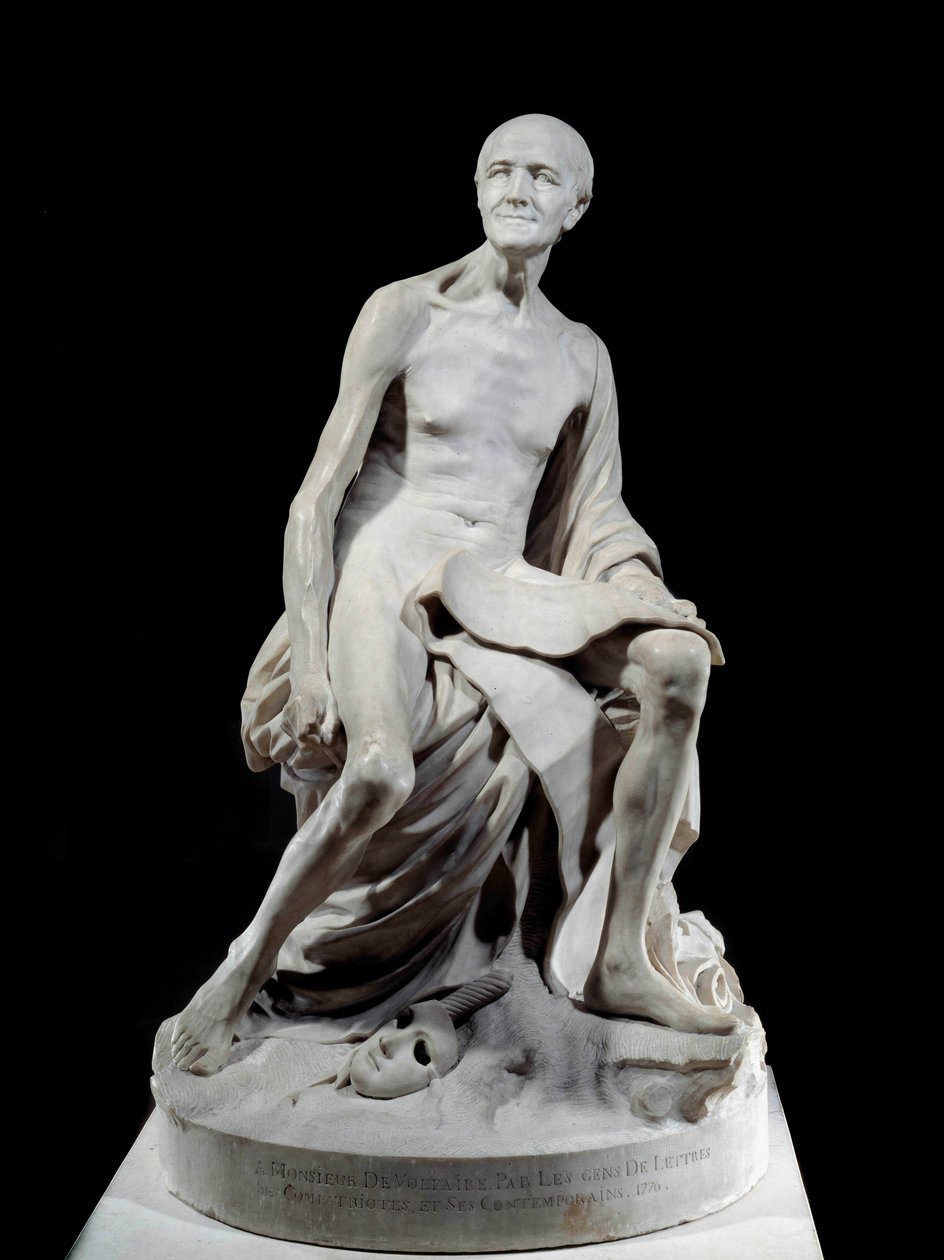 François-Marie Arouet conocido como Voltaire desnudo (1694-1778) Escultura de mármol de Jean-Baptiste Pigalle (1714-1785) 1776. París, Museo del Louvre de Jean Baptiste Pigalle