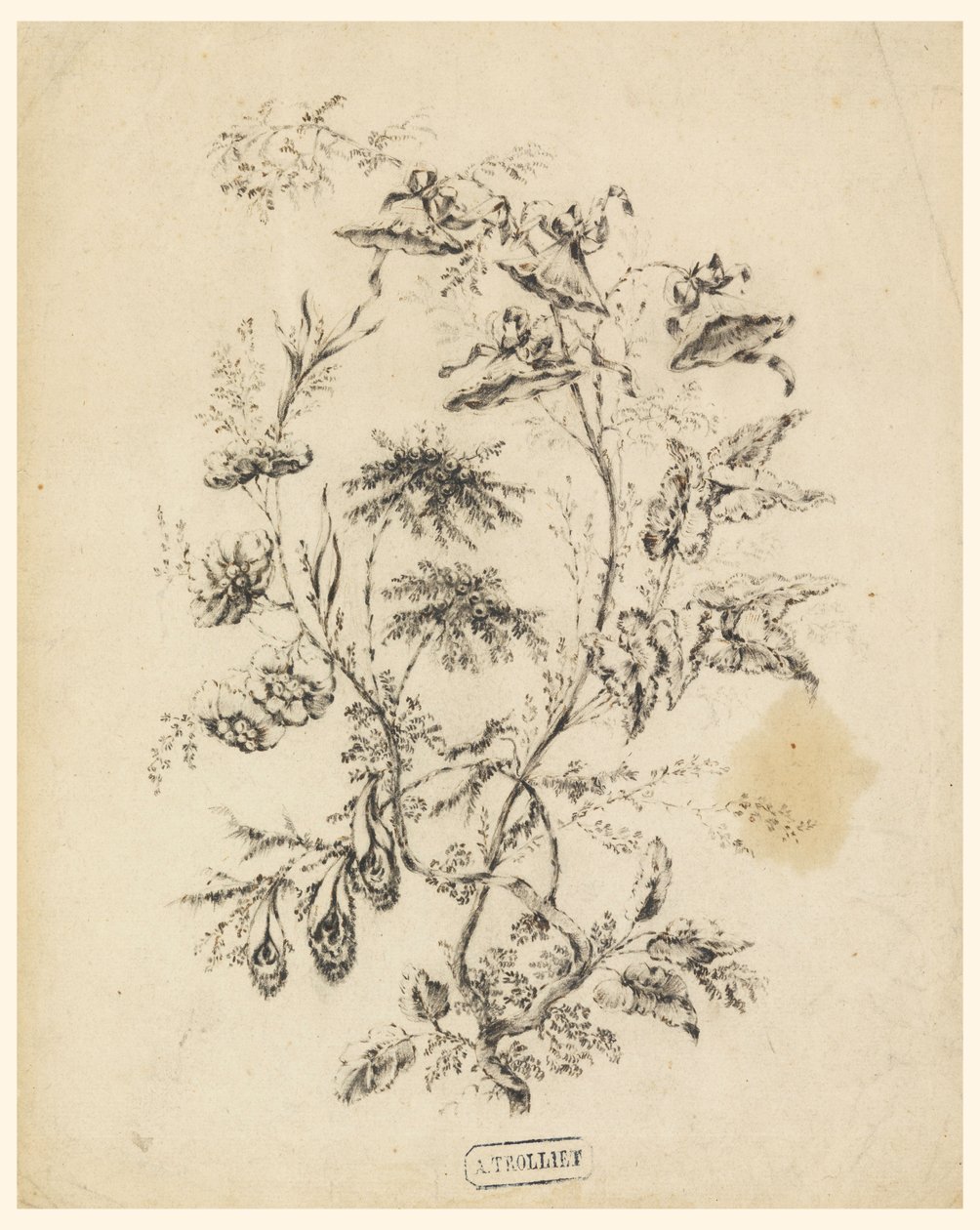 Dibujo, Rama de un árbol fantástico, 1775-1800 de Jean Baptiste Pillement