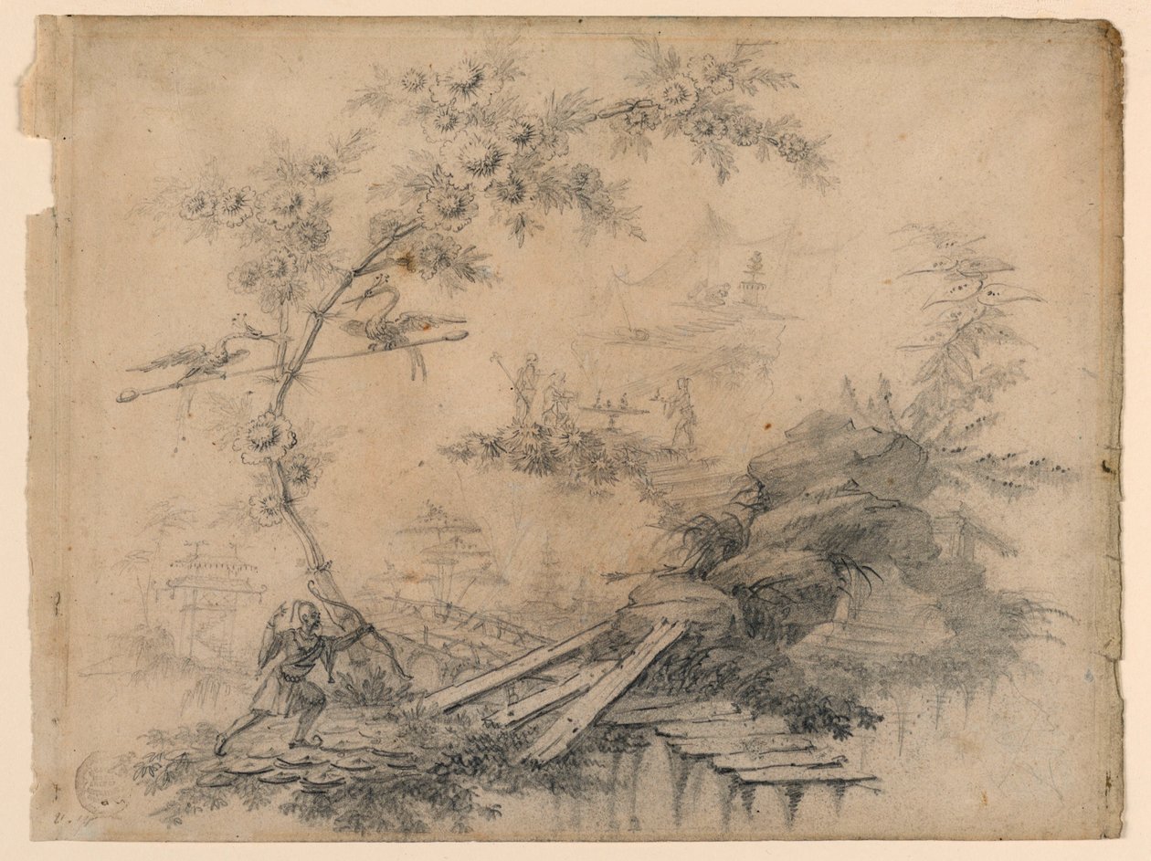 Dibujo, Fantasía Chinoiserie, ca. 1780 de Jean Baptiste Pillement