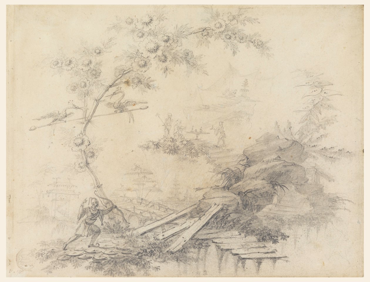 Dibujo, Fantasía Chinoiserie, ca. 1780 de Jean Baptiste Pillement