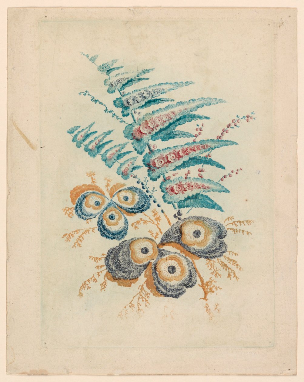 Motivo floral fantástico de Nouvelle Suitte de Cahiers de Fleurs Idéales de Jean Baptiste Pillement