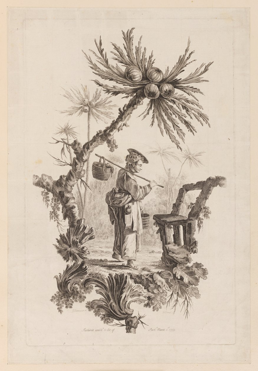 Figura con cesta bajo rama de Jean Baptiste Pillement