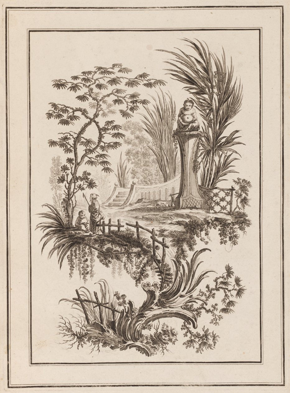Figuras en el jardín de Jean Baptiste Pillement