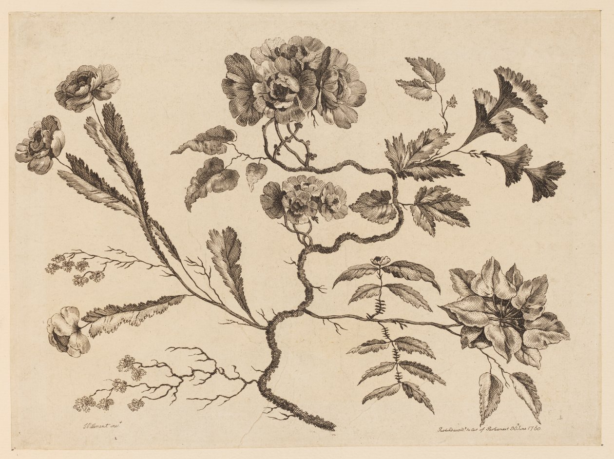 Ramas de flores, de "Recueil de Differentes Fleurs de Fantaisie Dans le Goût Chinois" de Jean Baptiste Pillement