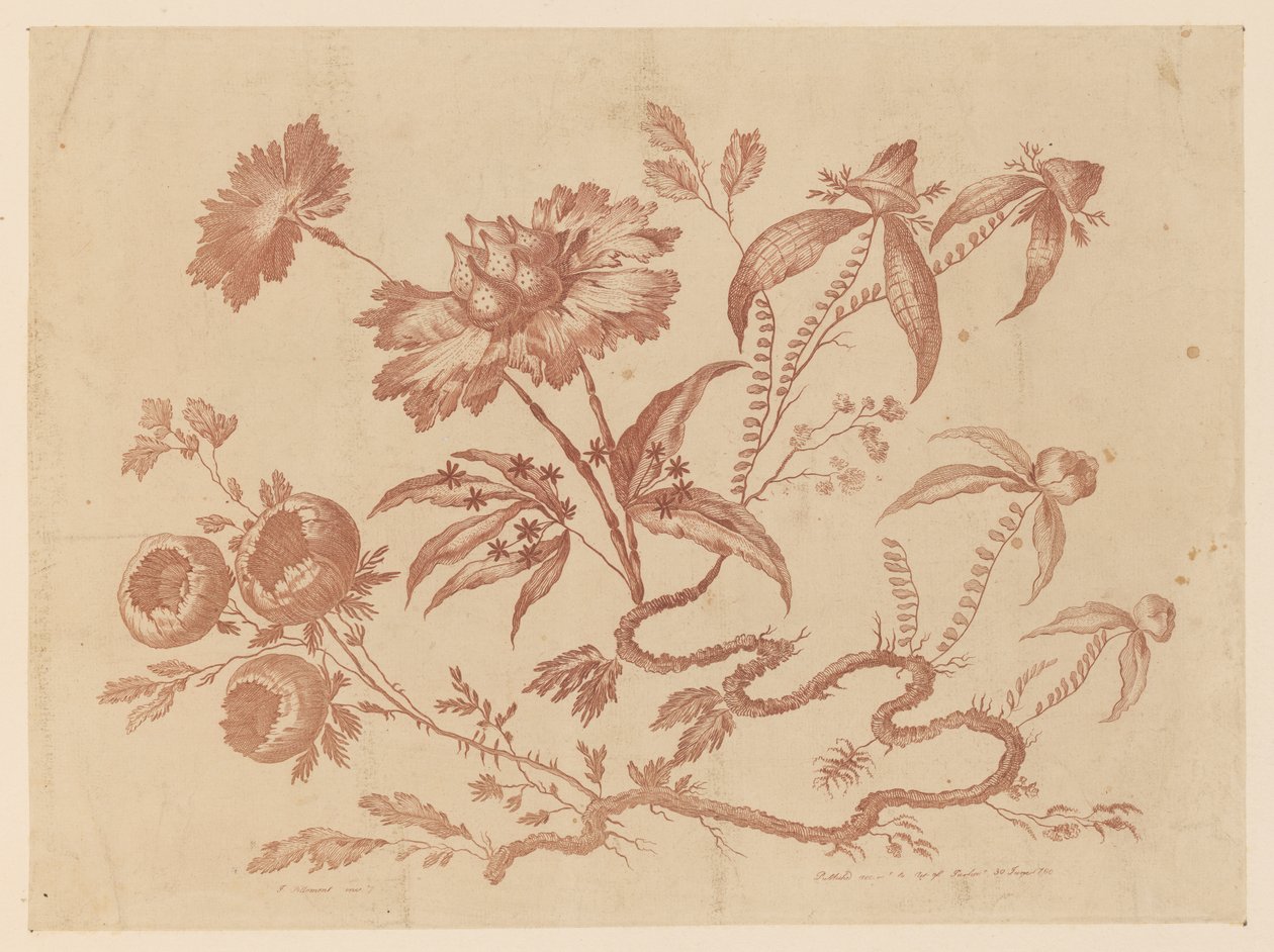 Ramas de flores, de "Recueil de Differentes Fleurs de Fantaisie Dans le Goût Chinois" de Jean Baptiste Pillement