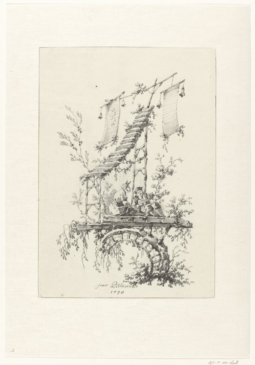 Composición ornamental en estilo chinoiserie. Diseños ornamentales en estilo chinoiserie para Deuxième Cahier de six Baraques Chinoises (título de la serie) de Jean Baptiste Pillement