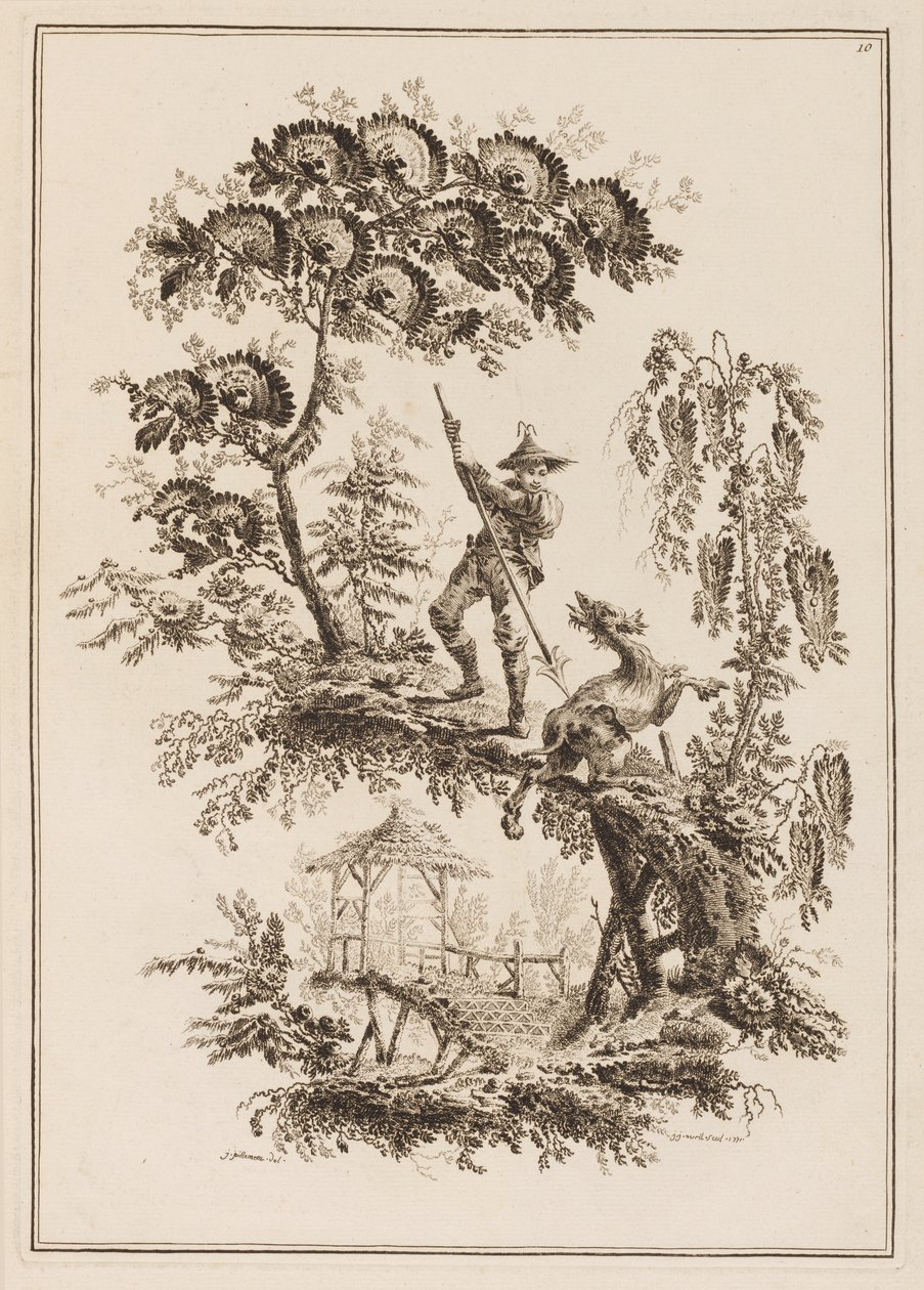 Placa 10, de "Suite de Doce Pescadores y Cazadores" de Jean Baptiste Pillement