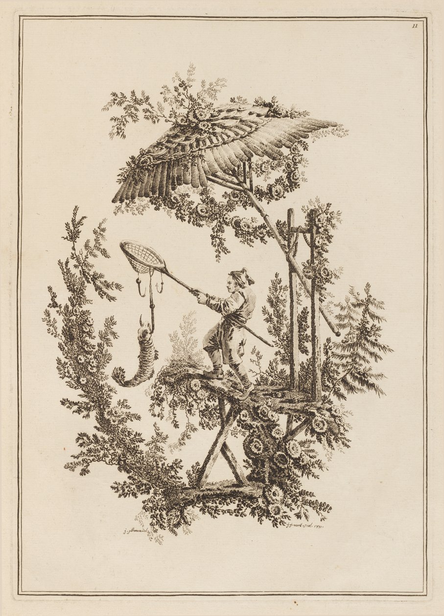 Placa 11, de "Suite de Doce Pescadores y Cazadores" de Jean Baptiste Pillement