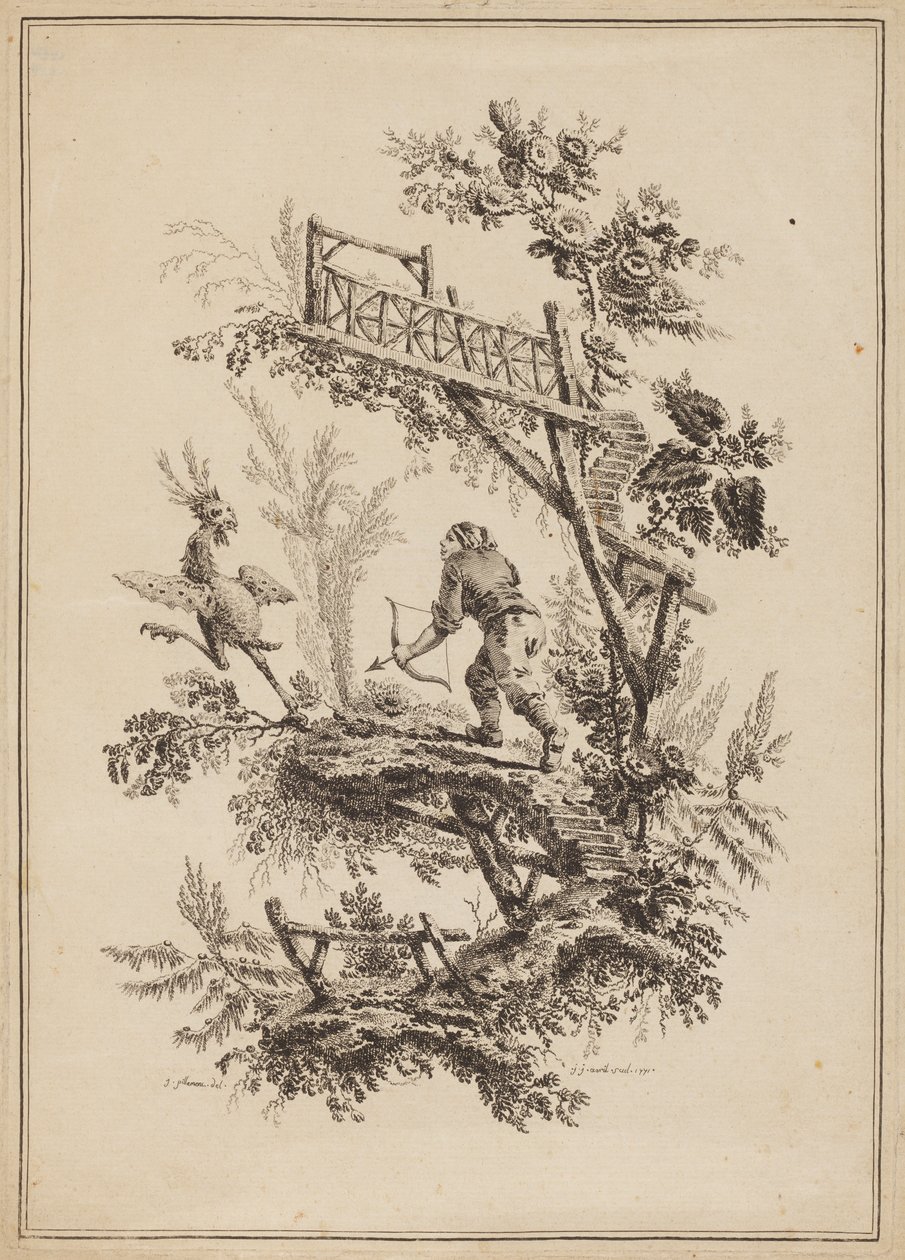 Placa 12, de "Suite de Douze Pêcheurs et Chasseurs" de Jean Baptiste Pillement