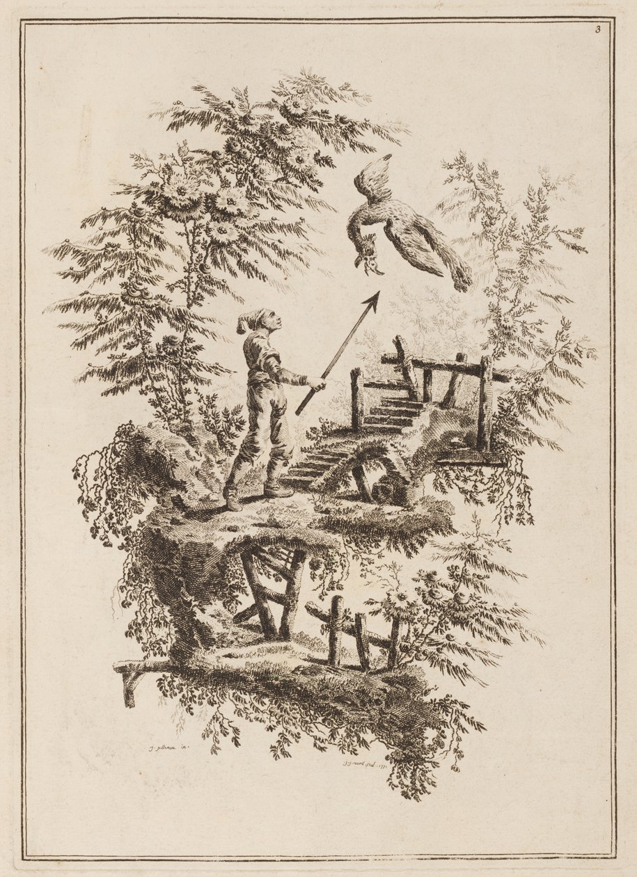 Lámina 3, "Suite de doce Pescadores y Cazadores" de Jean Baptiste Pillement