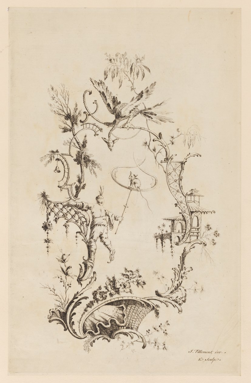 Placa 6, "Un nuevo libro de adornos chinos" de Jean Baptiste Pillement