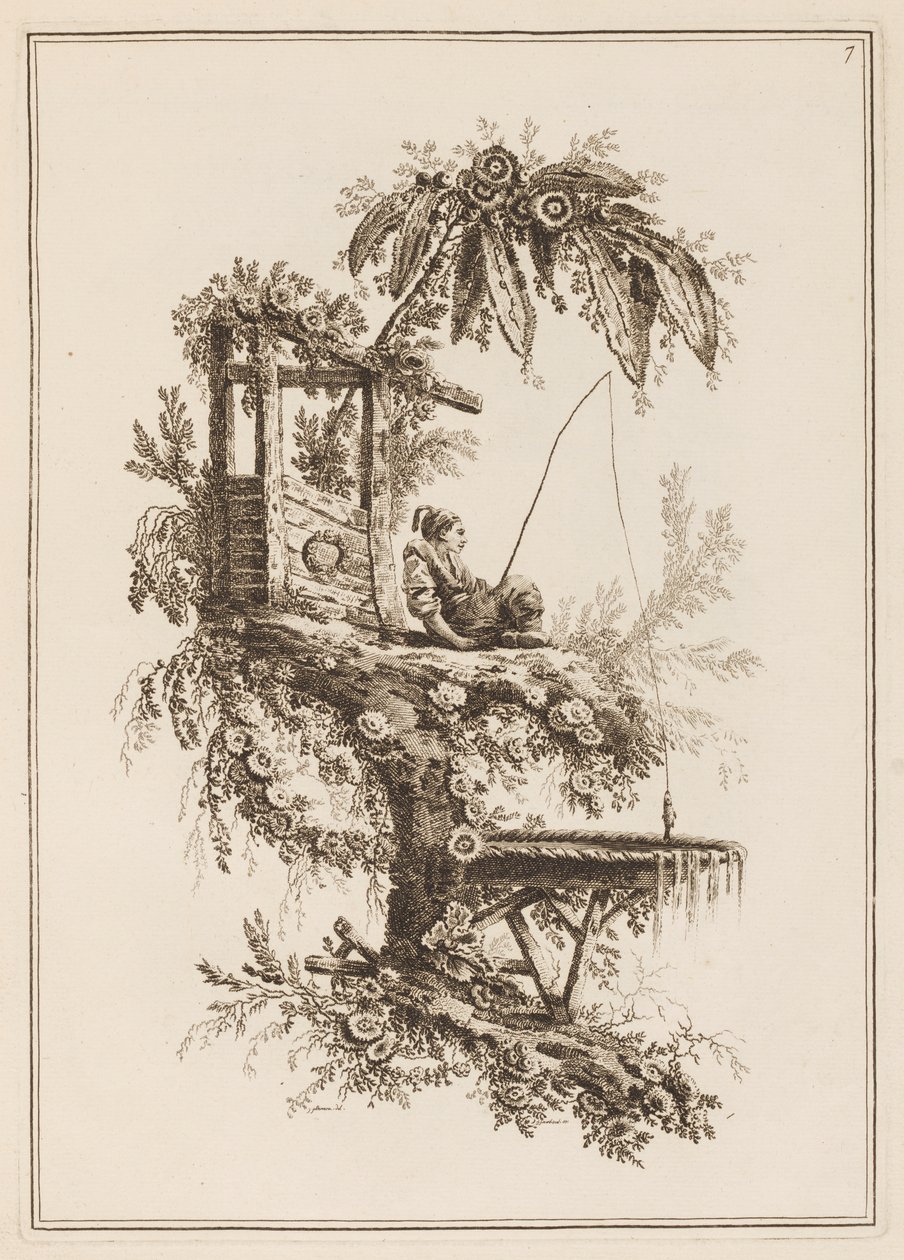 Placa 7, "Suite de doce Pescadores y Cazadores" de Jean Baptiste Pillement