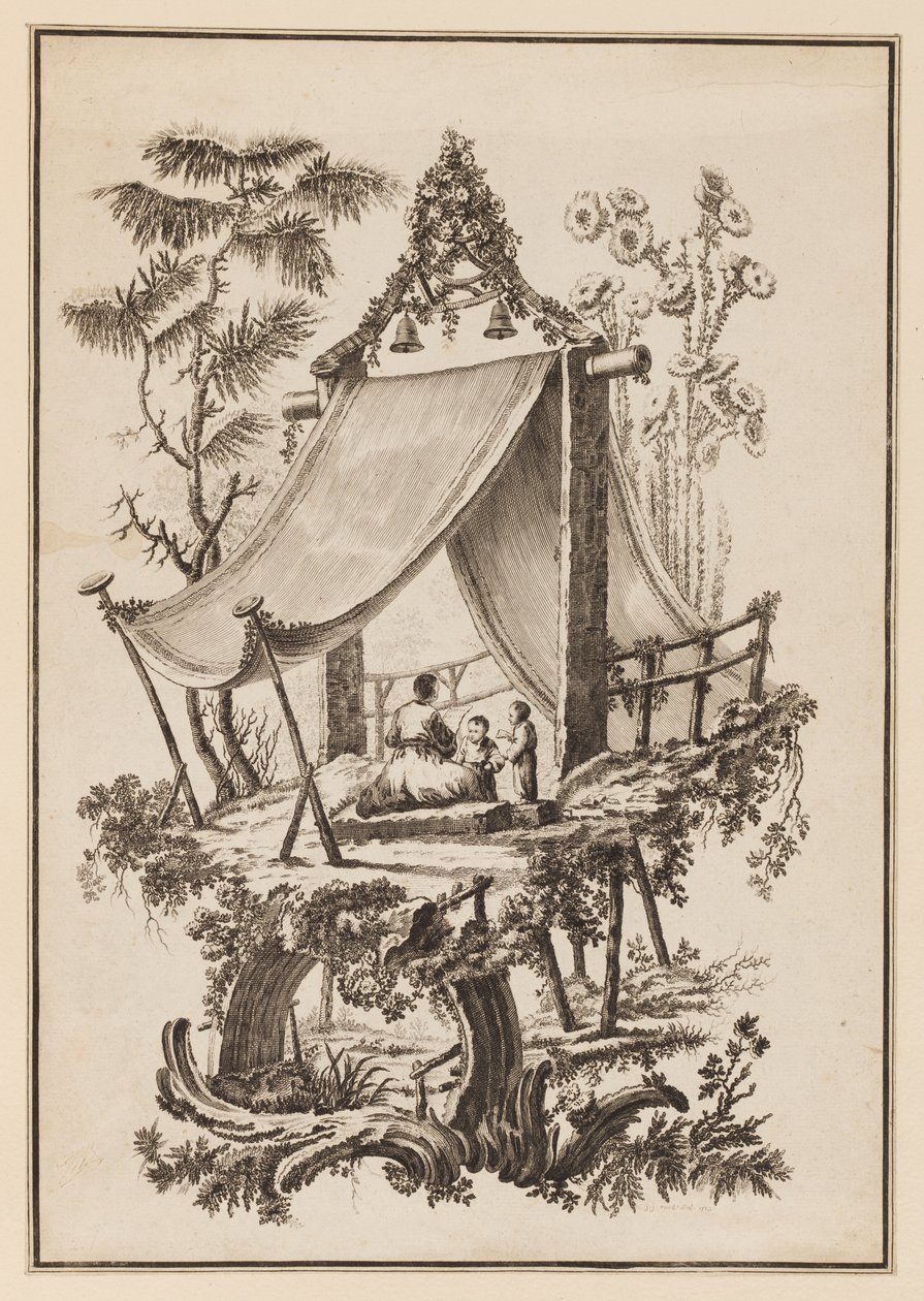 Tres Figuras Debajo de una Carpa de Jean Baptiste Pillement