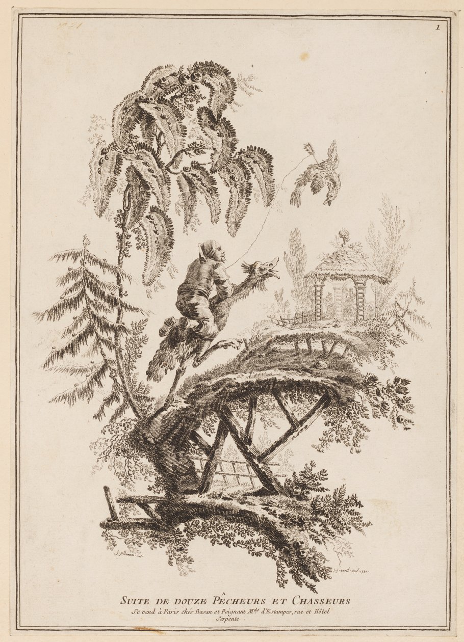 Página de Título, "Suite de doce Pescadores y Cazadores" de Jean Baptiste Pillement