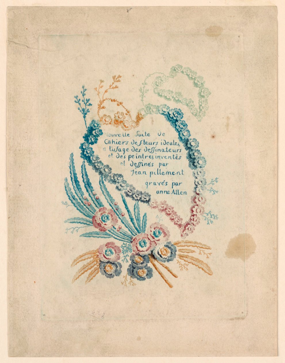 Página de título para "Nouvelle Suitte de Cahiers de fleurs idéales" de Jean Baptiste Pillement